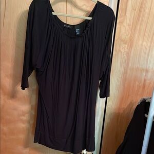 New York & Company Black Relaxed 3/4 Sleeve Blouse